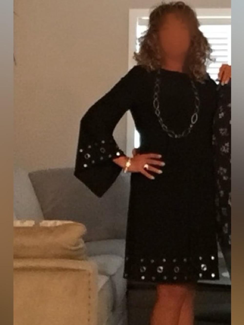 Black Eyelet Accent Women's Dress